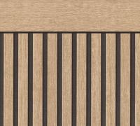 A.S. Création Papier peint imitation bois marron, noir 399564 - Papier peint intissé Panneaux acoustiques - aspect panneau de soubassement scandinave - 5,00m x 1,06m - Made in Germany