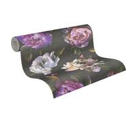 A.S. Création papier peint intissé à motif de fleurs en noir, violet, vert - papier peint décoratif 10,05 x 0,53 m - 396091