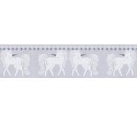 A.S. Création papier peint intissé à motif pour enfants en gris, rosé, blanc - papier peint Borte Einhorn 5,00 x 0,13 m - 771471