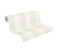 A.S. Création Papier peint intissé - Tapisserie à rayures en beige et blanc - Papier peint pour différentes pièces - 10,05 m x 0,53 m