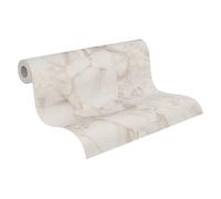 A.S. Création Papier peint intissé aspect marbre en crème, blanc, métallisé - papier peint design avec effet métallisé 10,05 m x 0,53 m - 791682