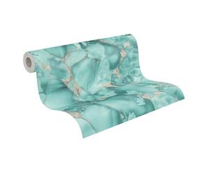 A.S. Création Papier peint intissé aspect marbre en vert, blanc, doré, métallisé - papier peint design avec effet métallisé 10,05 m x 0,53 m - 791681