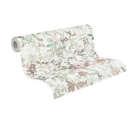 A.S. Création papier peint intissé avec fleurs et baies en blanc, vert, rouge, beige - papier peint floral style maison de campagne 10,05 m x 0,53 m - 388252