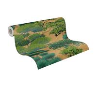 A.S. Création Papier peint intissé avec motif d’arbres en doré, vert, métallisé - papier peint forêt avec effet métallisé 10,05 m x 0,53 m - 791612