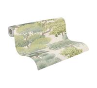 A.S. Création Papier peint intissé avec motif d’arbres en vert, crème, beige, gris, métallisé - papier peint forêt 10,05 m x 0,53 m - 791613
