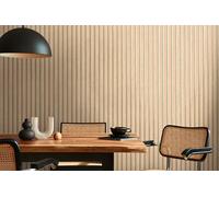 A.S. Création Papier peint intissé avec motif lambris effet métallisé 0,53 x 10,05 m - Beige marron or métallisé - Papier peint imitation bois Fabriqué en Allemagne - 786651