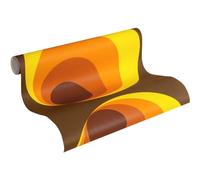 A.S. Création papier peint intissé avec motif rétro années 70 en orange, marron, jaune - papier peint design vintage 10,05 m x 0,53 m Made in Germany - 701312