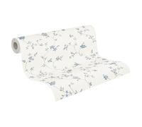 A.S. Création Papier peint intissé - Tapisserie fleur avec un motif floral en crème, gris et bleu - Papier peint pour différentes pièces - adhésif en 10,05 m x 0,53 m