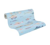 A.S. Création Papier peint intissé avec poissons turquoise, multicolore, rose, 396962, de qualité supérieure, pour salon, bureau, 10,05 x 0,53 m, fabriqué en Allemagne