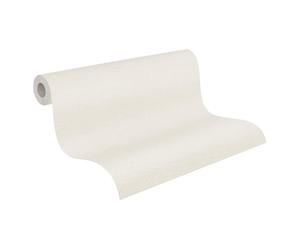 A.S. Création Papier peint intissé avec structure textile en blanc, crème - papier peint uni clair 10,05 m x 0,53 m - 790987