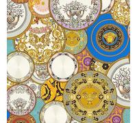 A.S. Création papier peint intissé avec tête de Méduse en bleu, blanc, violet, doré - papier peint baroque luxueux avec effet métallique 10,05 m x 0,70 m - 349011