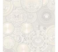 A.S. Création papier peint intissé avec tête de Méduse en gris, blanc, argenté, métallisé - papier peint baroque luxueux avec effet métallique 10,05 m x 0,70 m - 349014