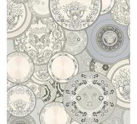 A.S. Création papier peint intissé avec tête de Méduse en gris, blanc, argenté, métallisé - papier peint baroque luxueux avec effet métallique 10,05 m x 0,70 m - 349013