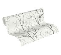 Livingwalls Papier peint intissé Blooming 10,05 m x 0,53 m gris noir métallisé