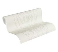A.S. Création papier peint intissé Blooming papier peint fleuri 10,05 m x 0,53 m blanc gris métallisé 372671 37267-1