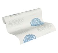 A.S. Création papier peint intissé Blooming papier peint fleuri 10,05 m x 0,53 m métallisé bleu gris 372642 37264-2
