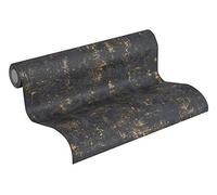 A.S. Création Papier peint intissé - Papier peint vintage en noir et or - Tapisserie papier peint pour différents espaces - Papier peint mural en 10,05 m x 0,53 m
