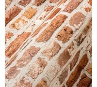 A.S. Création Papier Peint Intissé en Optique de Brique - Rouge, Orange et Blanc - Pour Différentes Pièces - 10,05 m x 0,53 m