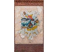 A.S. Création Papier peint intissé - Graffiti - Brique en beige, marron et jaune - Papier peint mural pour différentes pièces - XXL - 2,80 m x 1,59 m