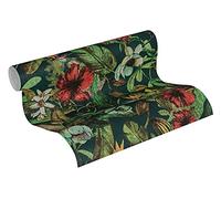 A.S. Création papier peint intissé Greenery papier peint fleuri 10,05 m x 0,53 m vert bleu rouge 372165 37216-5