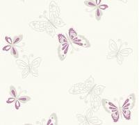 A.S. Création papier peint intissé Happy Spring papier peint beige métallisé violet 10,05 m x 0,53 m 347651 34765-1