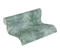 A.S. Création Papier Peint Intissé Neue Bude 2.0 Edition 2 Tropical Concret - Effet Jungle Palmier - 10,05 m x 0,53 m - Vert Gris - 374111 37411-1