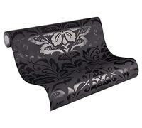 A.S. Création Papier peint intissé - Papier peint baroque en noir - Tapisserie papier peint pour différents espaces - Papier peint adhésif en 10,05 m x 0,53 m