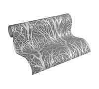 A.S. Création Papier peint intissé - Papier peint forêt en argent et gris - Tapisserie papier peint pour différentes pièces - Papier peint adhesif en 10,05 m x 0,53 m