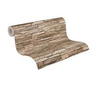 Livingwalls Papier peint intissé motif pierre brun et beige 10,05 m x 0,53 m