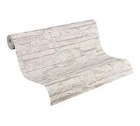 A.S. Création – Papier peint Design pierre gris et blanc pour différents espaces 10,05 m x 0,53 m