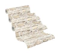 A.S. Création papier peint intissé style maison de campagne en beige, jaune - papier peint effet pierre naturelle authentique 10,05 m x 0,53 m - 363703 (Lot de 3)