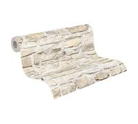 A.S. Création papier peint intissé style maison de campagne en beige, jaune - papier peint effet pierre naturelle authentique 10,05 m x 0,53 m - 363703