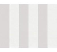 A.S. Création Papier peint intissé - Tapisserie papier peint à rayures en gris et blanc - Papier peint pour différentes pièces - Papier peint mural de 10,05 m x 0,53 m