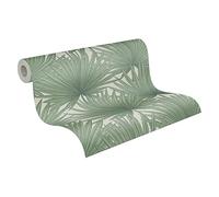A.S. Création Papel Pintado de Vinilo - Papel Pintado de Palmeras en Verde y Blanco - Papel de Pared para Diferentes Espacios - Papel Pintado de Pared de 10,05 m x 0,53 m