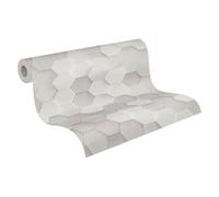 A.S. Création Papier peint intissé - Tapisserie papier peint géométrique en gris et blanc - Papier peint pour différentes pièces - Papier peint adhésif en 10,05 m x 0,53 m