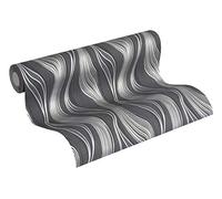 A.S. Création papier peint intissé Trendwall papier peint à rayure 10,05 m x 0,53 m gris métallisé noir 371416 3714-16
