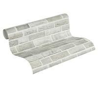 A.S. Création papier peint intissé Trendwall papier peint brique 10,05 m x 0,53 m gris blanc 371601 37160-1