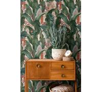 Livingwalls Papier peint intissé Jungle Beige/vert - Papier peint pour salon, chambre à coucher - Papier peint feuilles de la jungle - 10,05 m x 0,53 m pour 5,33 m² - Fabriqué en Allemagne