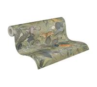 A.S. Création Papier Peint Jungle Vert Avec Animaux Papier Peint Tigre Jungle Vert Marron 10,05m x 0,53m Made In Germany