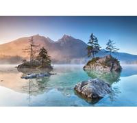 A.S. Création Papier peint Lac de montagne 3,75 m x 2,50 m - WALLLOVE Papier peint avec paysage en bleu, gris y compris colle - DD129570