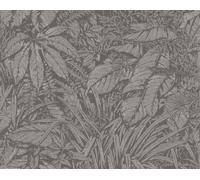 A.S. Création, Papier peint moderne avec des feuilles généreuses et un impressionnant jeu d'ombres grises, 39560-7, 0,53 x 10 m