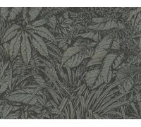 A.S. Création, Papier peint moderne avec des feuilles généreuses et un jeu impressionnant d'ombres noires et vertes, 39560-4, 0,53 x 10 m