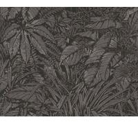 A.S. Création, Papier peint moderne avec des feuilles généreuses et un jeu impressionnant d'ombres noires et brunes, 39560-6, 0,53 x 10 m