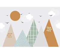 A.S. Création Papier peint Mountains 3,75 m x 2,50 m - WALLLOVE Papier peint pour chambre d'enfant avec montagnes en beige, orange y compris colle - DD129601