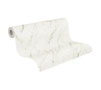 A.S. Création Papier peint mural 393363 - Aspect marbre blanc champagne métallisé - Casual Living - Papier peint non tissé de qualité supérieure pour chambre à coucher - 10,05 m x 0,53 m - Fabriqué en