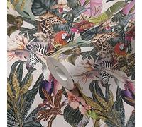 A.S. Création Papier peint non-tissé motif jungle Blanc/vert avec animaux 381763-10,05 x 0,53 m - Fabriqué en Allemagne