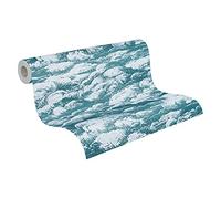A.S. Création Papier Peint Nuages Jungle Chic intissé - 10,05m x 0,53m - Bleu Blanc Fabriqué en Allemagne 377053 37705-3