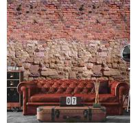 Livingwalls Papier peint mural moderne Motif mur de pierre Rouge 2,80 m x 1,59 m
