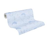 A.S. Création papier peint pour chambre d'enfant Lilly & Luis - papier peint intissé résistant à l'aspect poisson - 10,05 m x 0,53 m - bleu, blanc - fabriqué en Allemagne - 771321