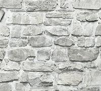 A.S. Création papier peint - tapisserie papier peint en pierre en gris et blanc - papier peint pour différentes pièces - papier peint adhésif murale en 2,50 m x 0,52 m